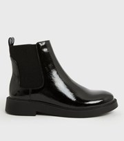 New Look Black Patent Chelsea Boots